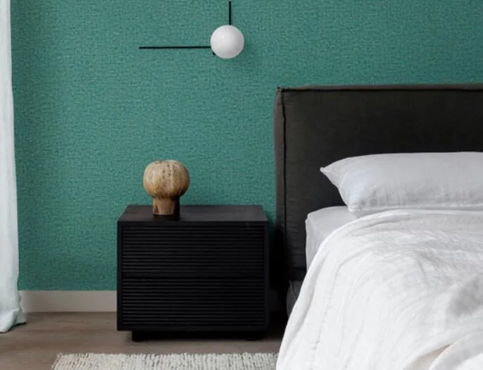 Quarto com textura verde turquesa